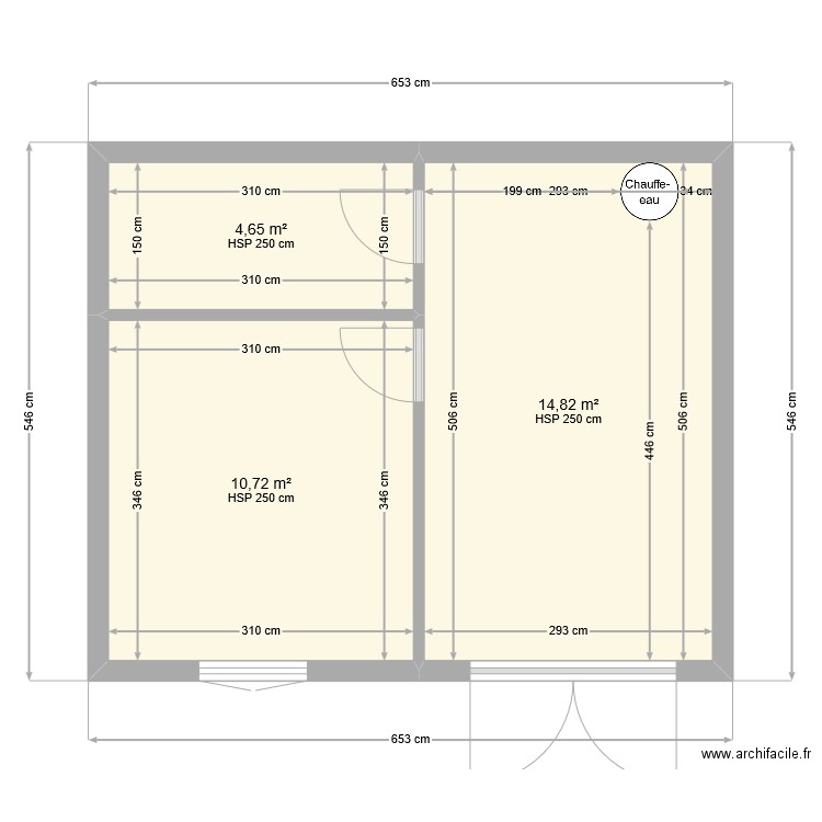 rez inférieur prarainson 43. Plan de 3 pièces et 30 m2