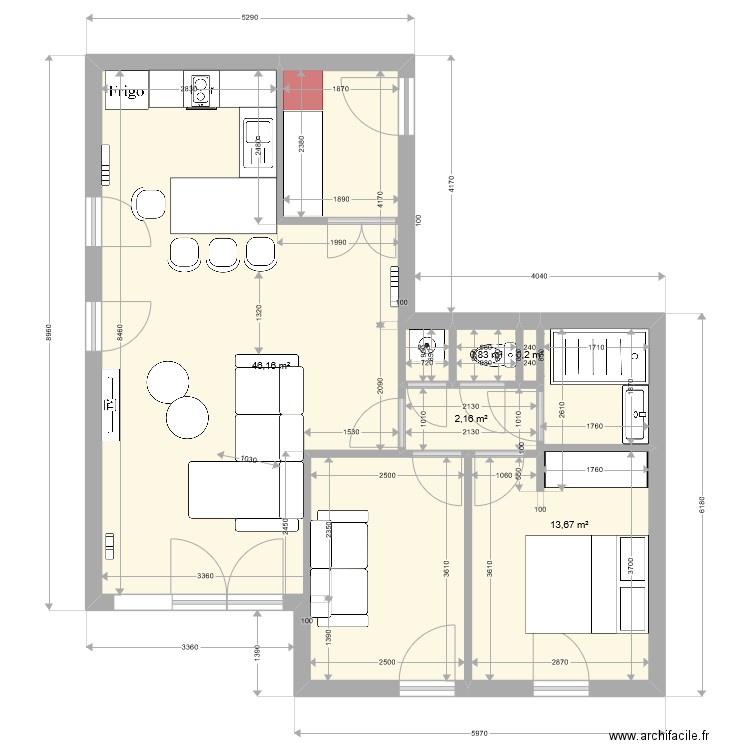 APPART PASCALE FUTUR 3. Plan de 5 pièces et 63 m2