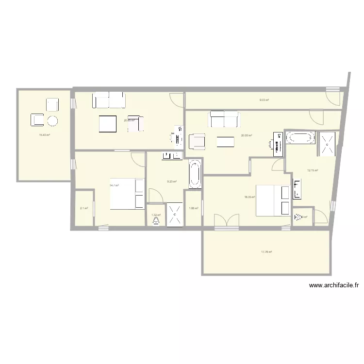 VILLA SCHOEFFERT ETAGE version 2 suites. Plan de 