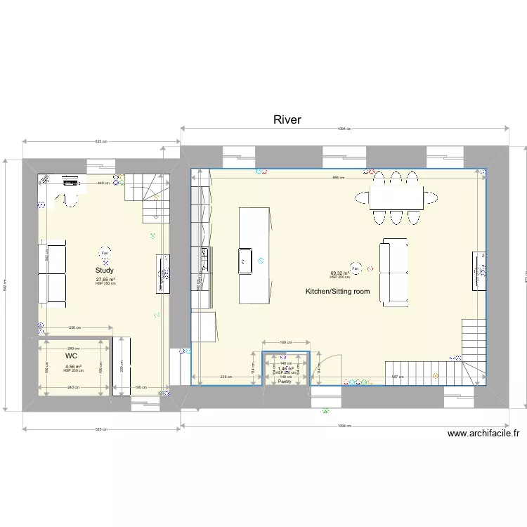 Castillon kitchen/sitting room . Plan de 
