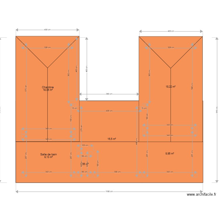 GERALD toiture. Plan de 6 pièces et 74 m2