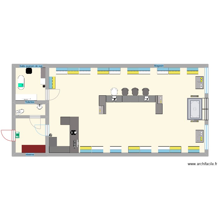 Magasin Outly. Plan de 4 pièces et 85 m2