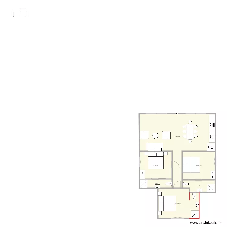 plan villa plage 1droite. Plan de 