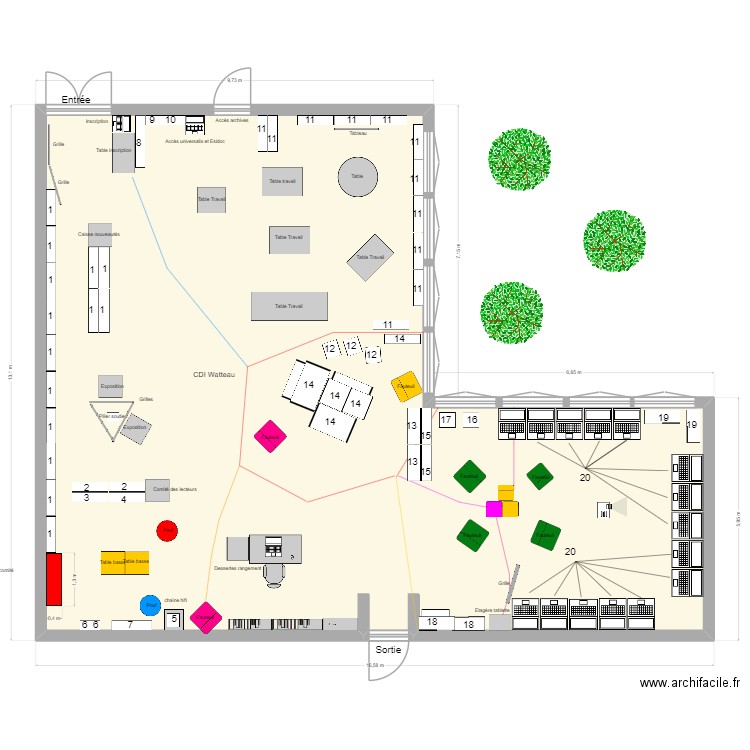 CDI réaménagé élèves. Plan de 1 pièce et 153 m2
