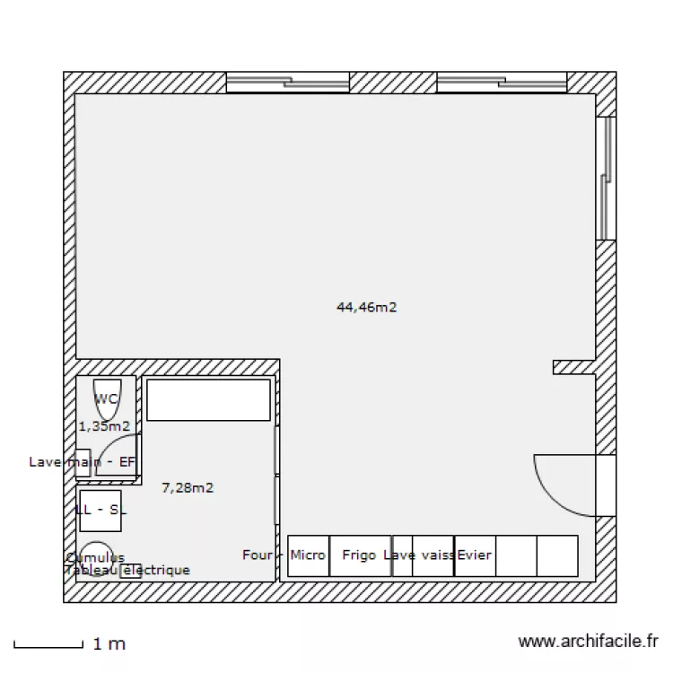 LE BROC RDC cotes. Plan de 