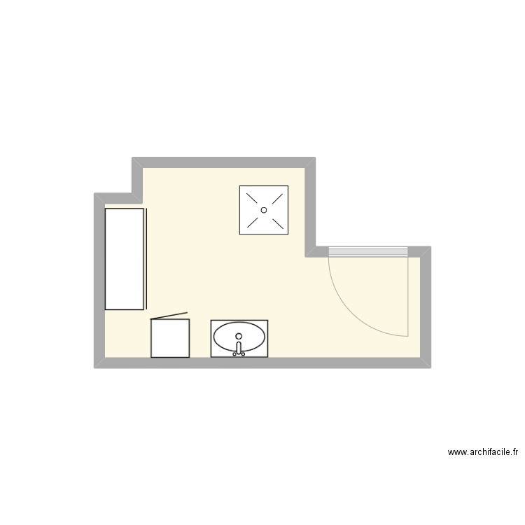 Brun SDB existant. Plan de 1 pièce et 5 m2