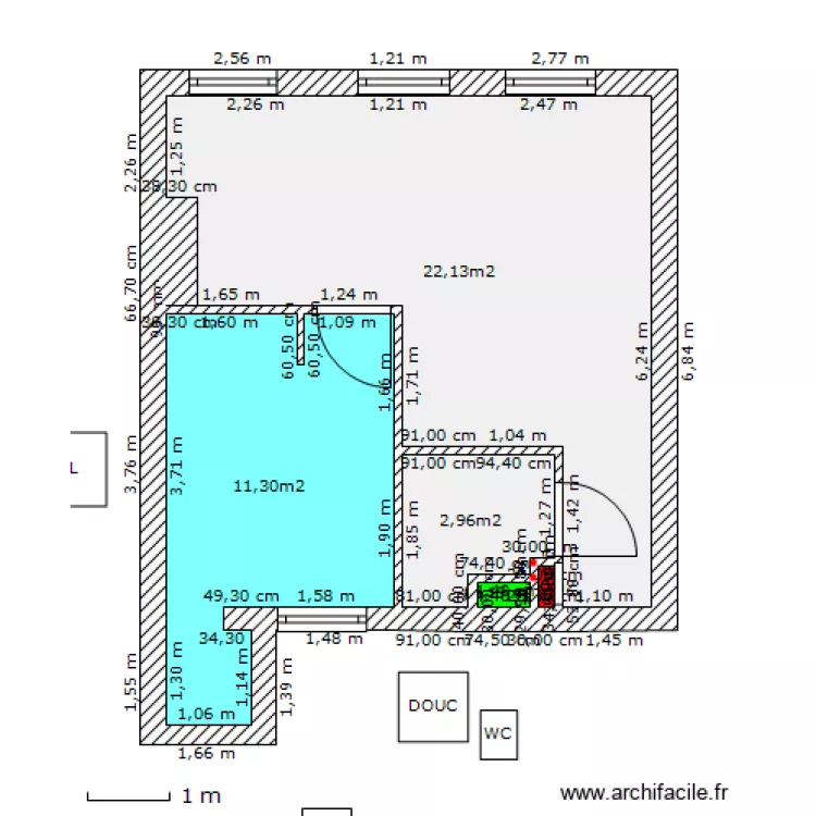 miraille 2) etage cote cour renove 2&deg; VERS  3 AVEC MEUBLE FORM T2. Plan de 