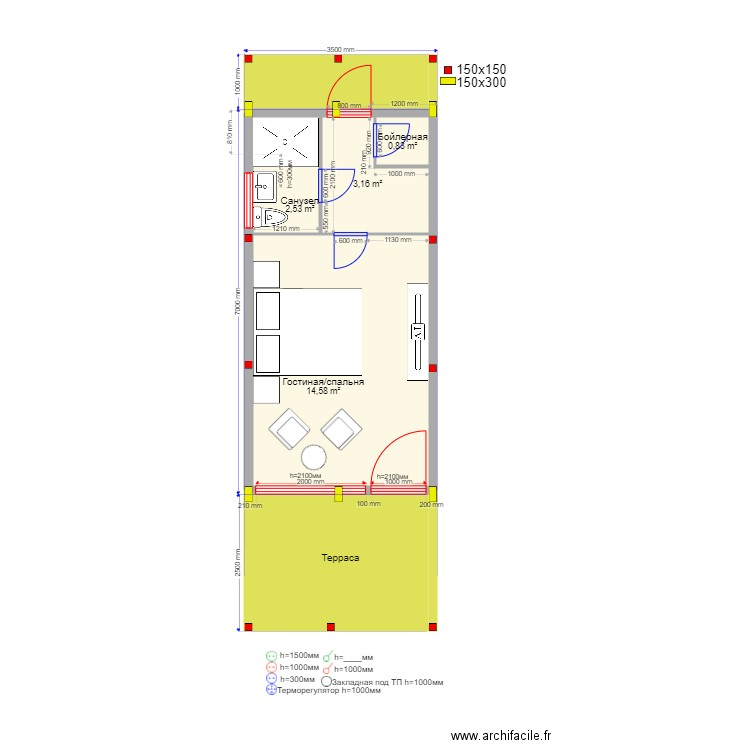 21 Yusupov svai. Plan de 0 pièce et 0 m2