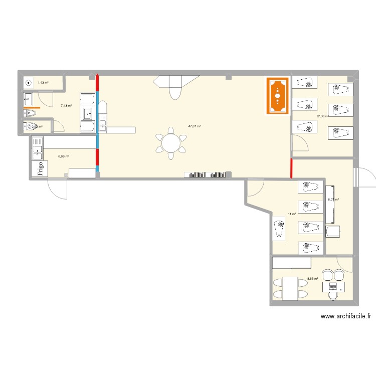 armentieres. Plan de 9 pièces et 104 m2