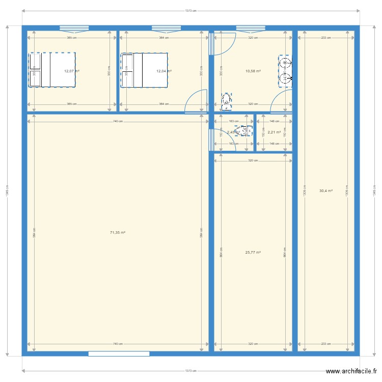 MAISON HANGAR 1. Plan de 8 pièces et 167 m2