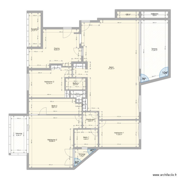 Paseo Maritimo. Plan de 17 pièces et 176 m2