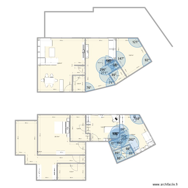 Duplex Tanger 2. Plan de 14 pièces et 187 m2