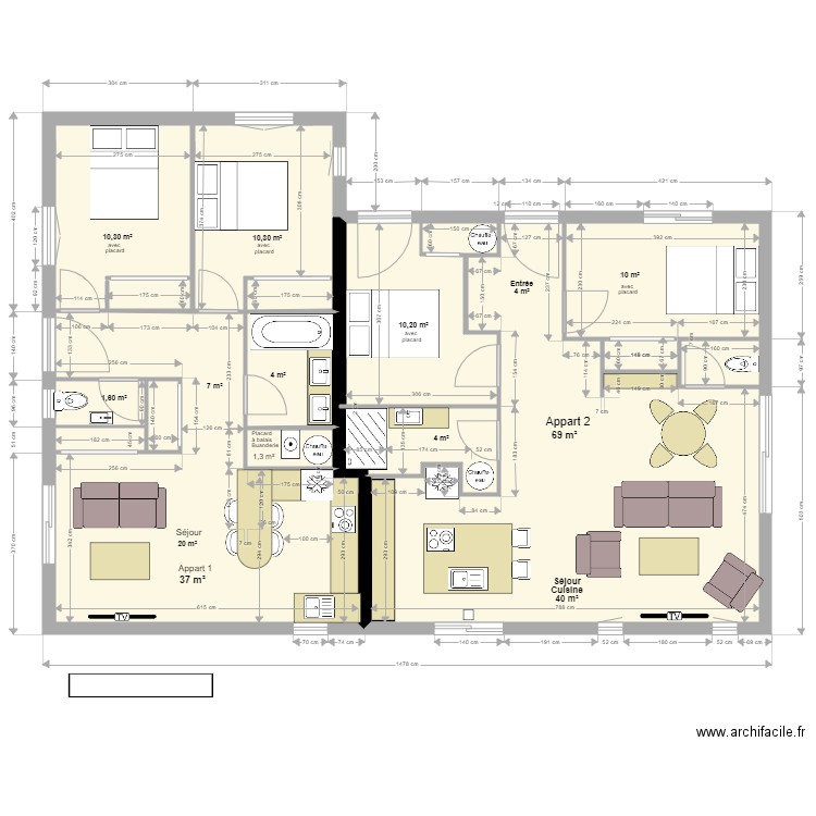  Yvrac RDC Projet 2. Plan de 13 pièces et 121 m2