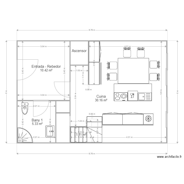 Planta 0 Modificada v4. Plan de 7 pièces et 50 m2