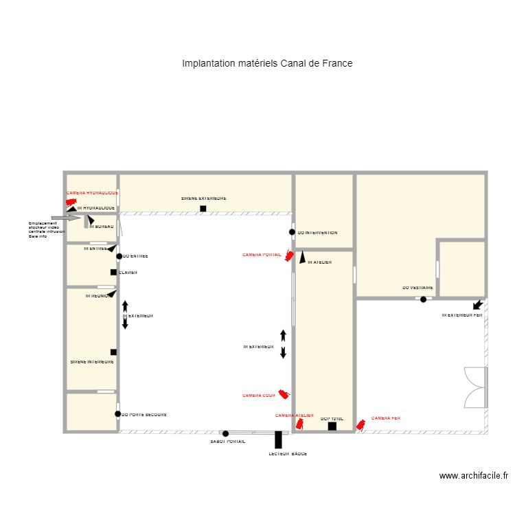 Implantation Canal de France V2. Plan de 10 pièces et 59 m2