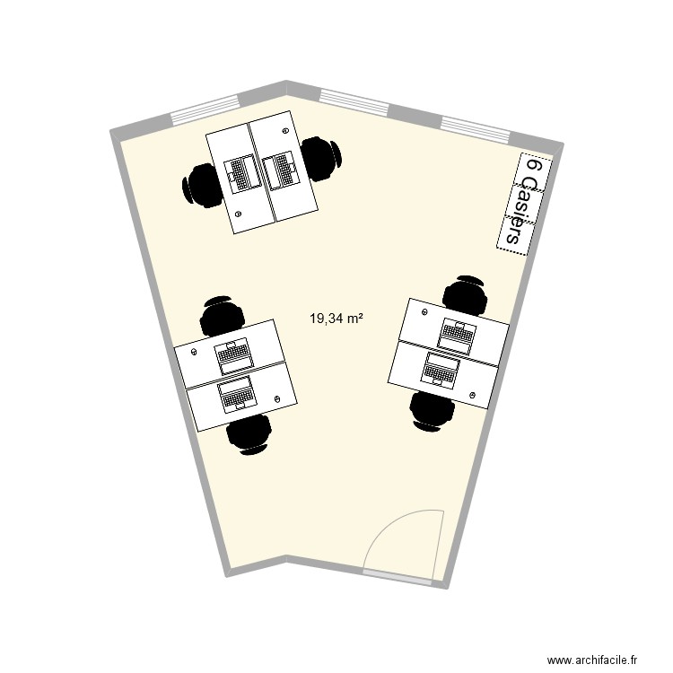 Bureau 514 avec bureaux en 120. Plan de 1 pièce et 19 m2