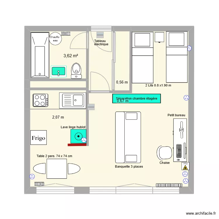 Studio PA ameublement 2. Plan de 6  et 32 m²