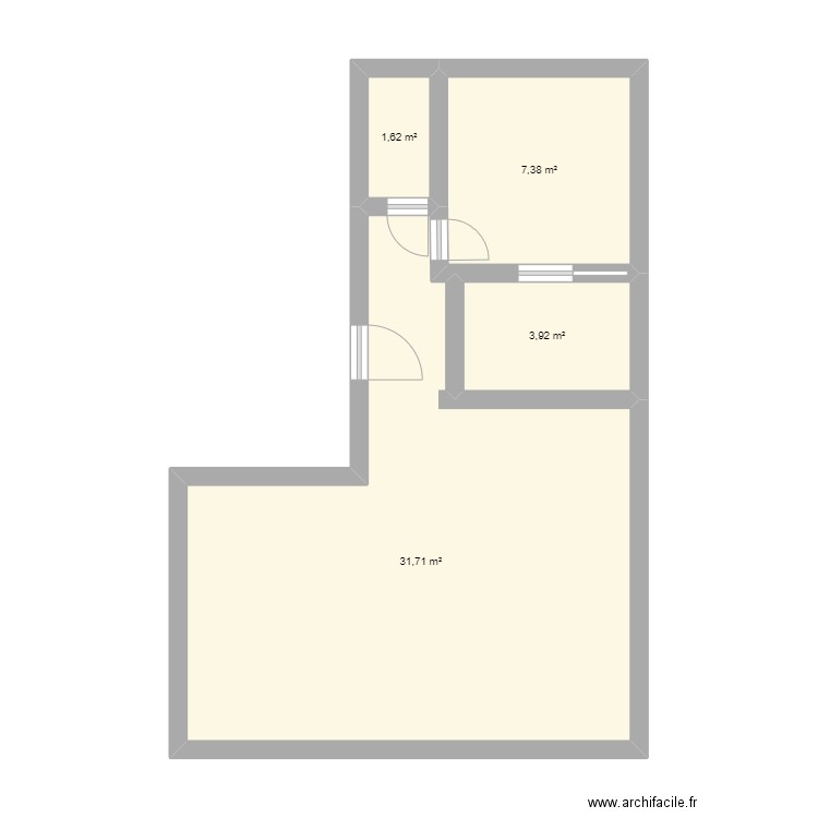 apparte. Plan de 4 pièces et 45 m2