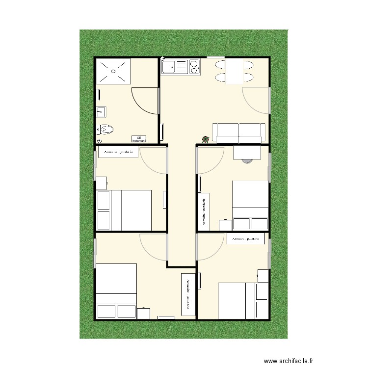 Plan logement d urgence 5 pièces . Plan de 0 pièce et 0 m2