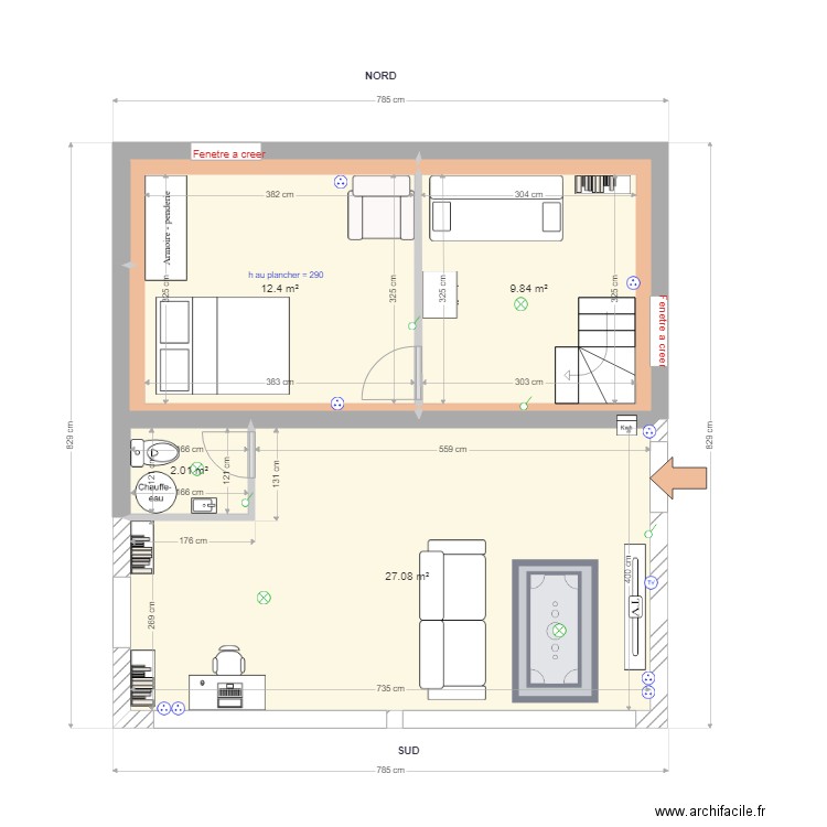 Etage Etable Laiterie Pinceloup Option1. Plan de 0 pièce et 0 m2