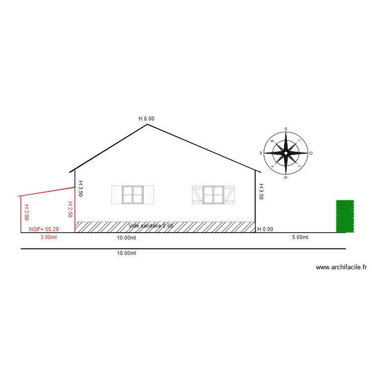 Facade NORD              chalet 79. Plan de 