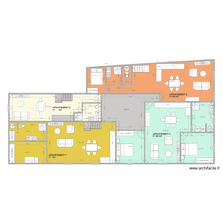 Immeuble R&eacute;almont R2 &eacute;tage dec 2019 changement cuisine wc cumulus  . Plan de 