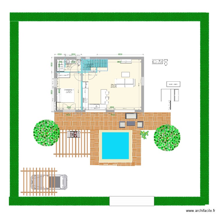 INTERMEDIAIRE BWA LELE AVEC ETAGE. Plan de 8 pièces et 93 m2