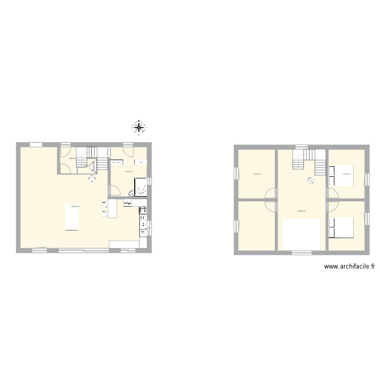 Maison escalier centré. Plan de 0 pièce et 0 m2
