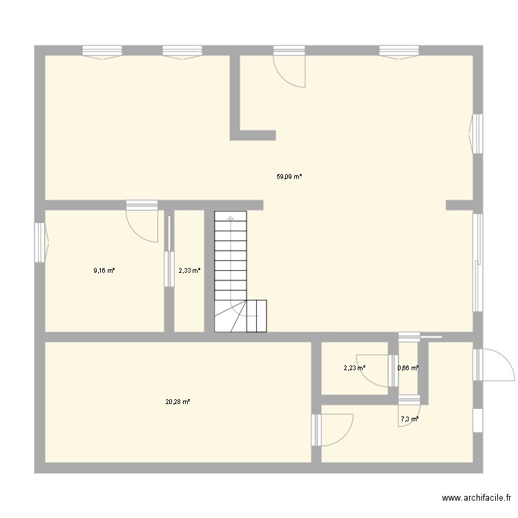 RDC maison m2. Plan de 7 pièces et 101 m2