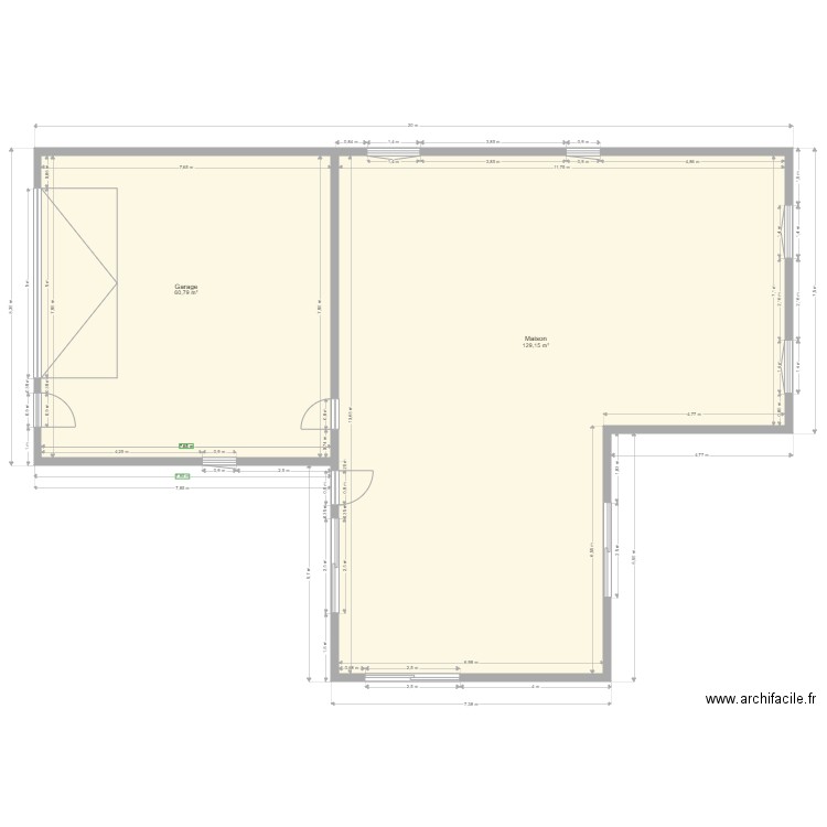 Plan maçonnerie mur. Plan de 2 pièces et 190 m2