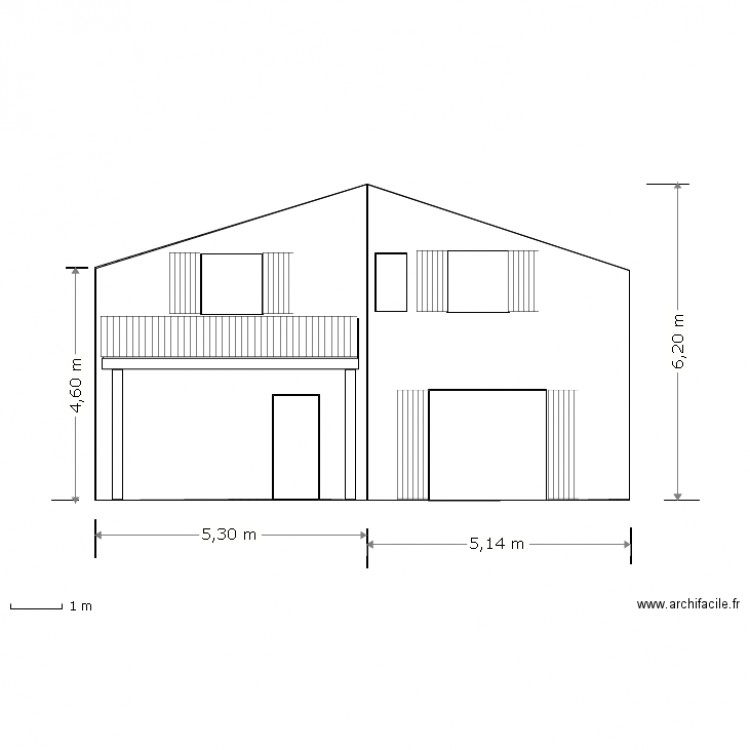  facade ouest projet. Plan de 0 pièce et 0 m2