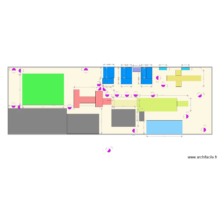 Bandes. Plan de 1 pièce et 210 m2