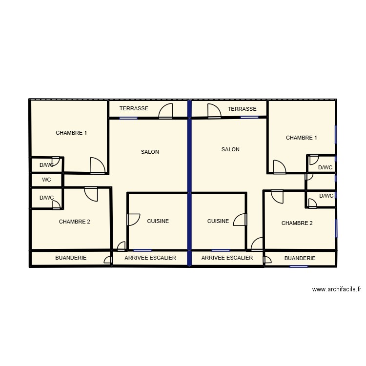 plan de Oyem étages. Plan de 19 pièces et 53 m2