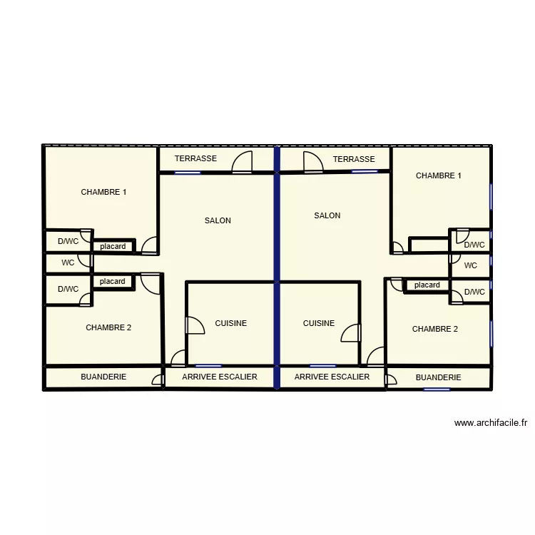 plan de Oyem &eacute;tages. Plan de 23  et 53 m²