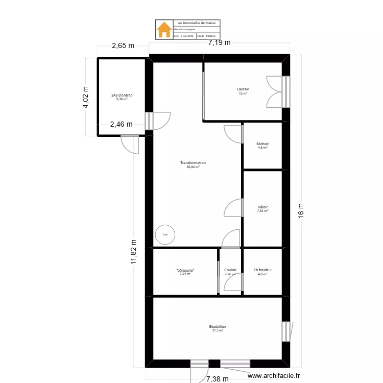 Les Demoiselles de Manue. Plan de 9  et 108 m²