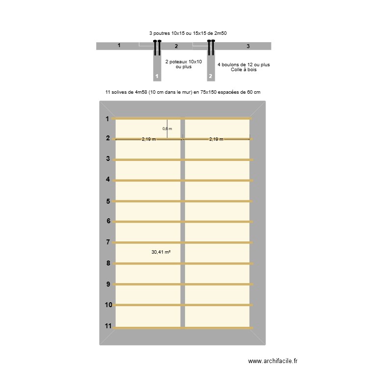 Forge. Plan de 1 pièce et 30 m2