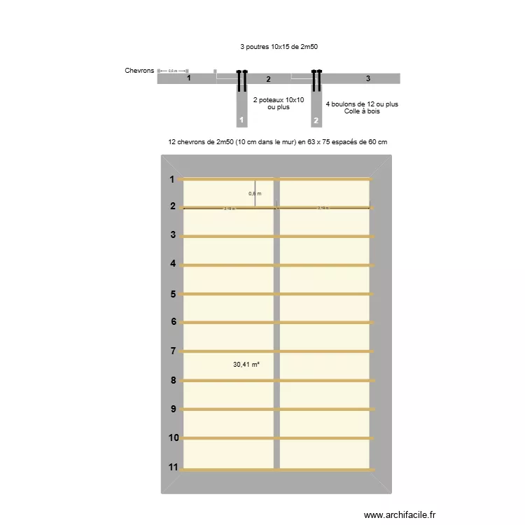 Forge. Plan de 1 pièce et 30 m²
