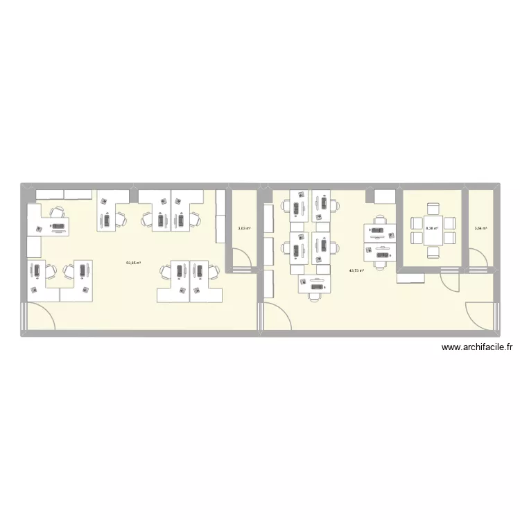 bureau. Plan de 5 Pièces et 113 m²