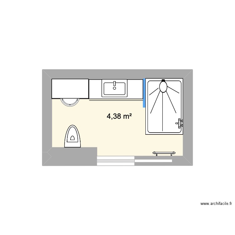 Walk-in Bathroom. Plan de 1 pièce et 5 m2