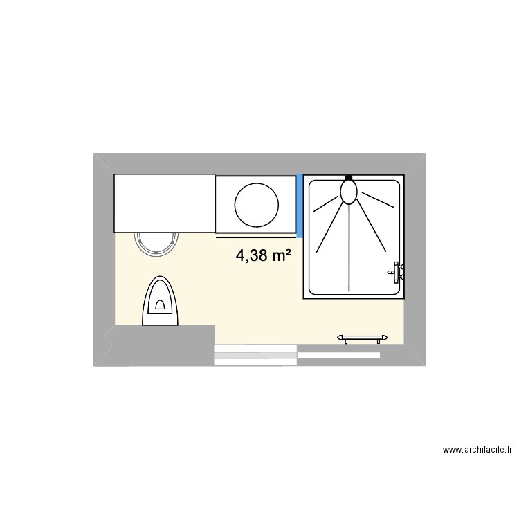 Walk-in Bathroom. Plan de 1 pièce et 5 m2