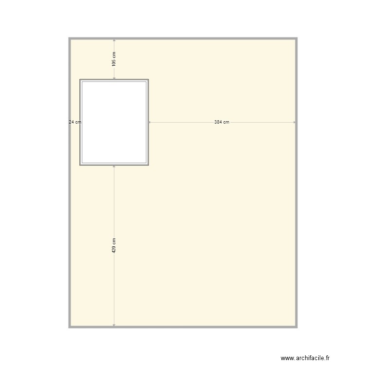 wall 44 window X 3. Plan de 1 pièce et 44 m2