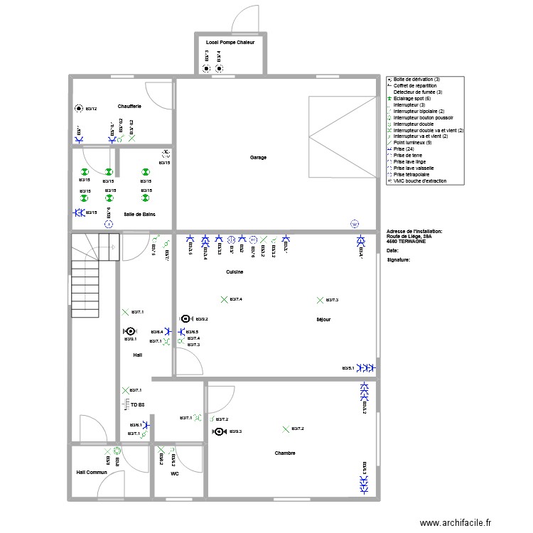 Appartement B3. Plan de 7 pièces et 108 m2