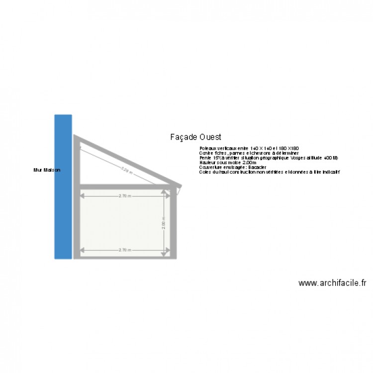 Plan ABRI Face OUEST. Plan de 0 pièce et 0 m2