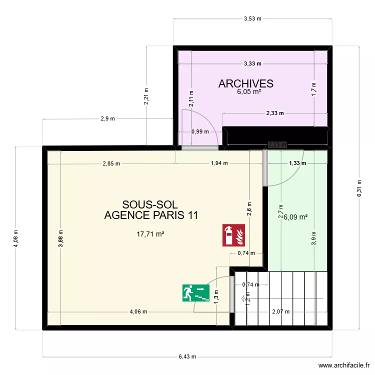 AGENCE BASTILLE SOUS SOL. Plan de 4 Pièces et 31 m² AGENCE BASTILLE SOUS SOL. Plan de 4 Pièces et 31 m²