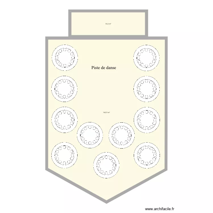 Salle mariage. Plan de 