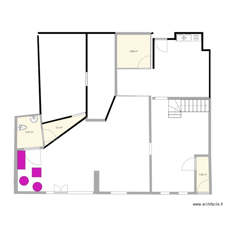 salon. Plan de 4 pièces et 12 m2