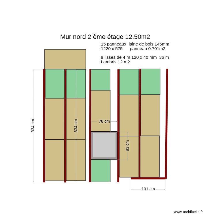 mur nord 2 ème  étage isolation bis vertical. Plan de 0 pièce et 0 m2