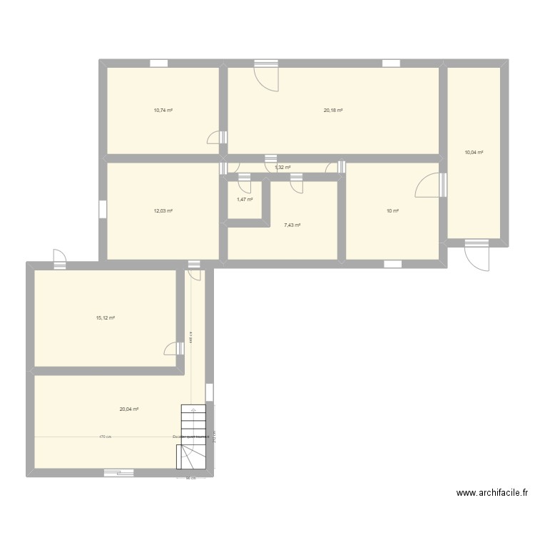 Plan actuel maison . Plan de 10 pièces et 108 m2