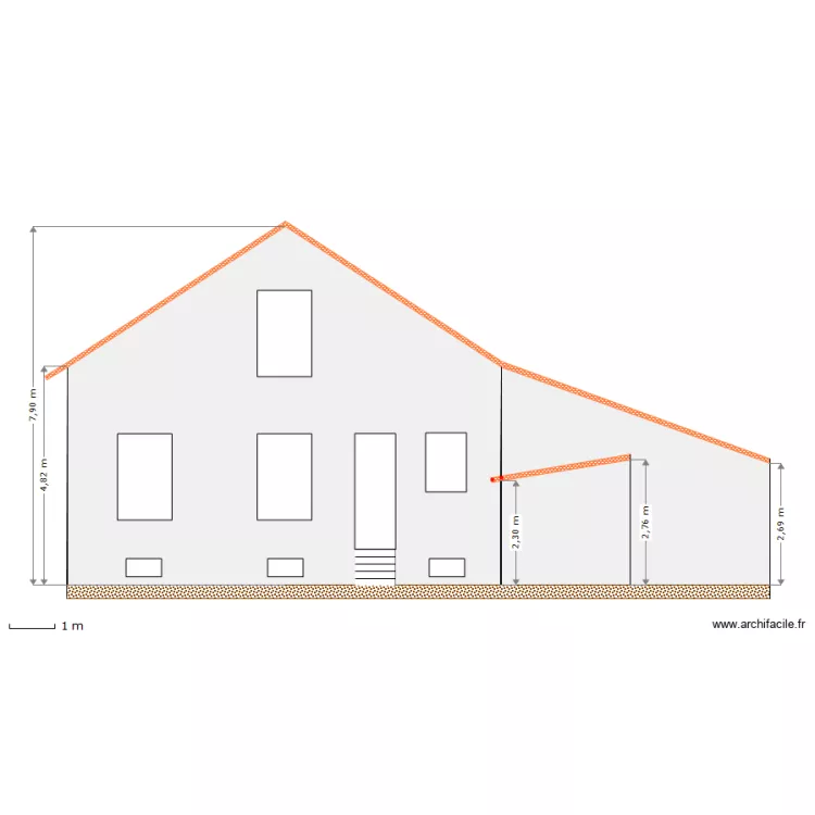toiture face. Plan de 