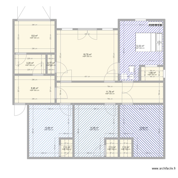 MGM 1. Plan de 14 pièces et 95 m2